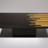 1980s Italian coffee table in black and yellow lacquered wood