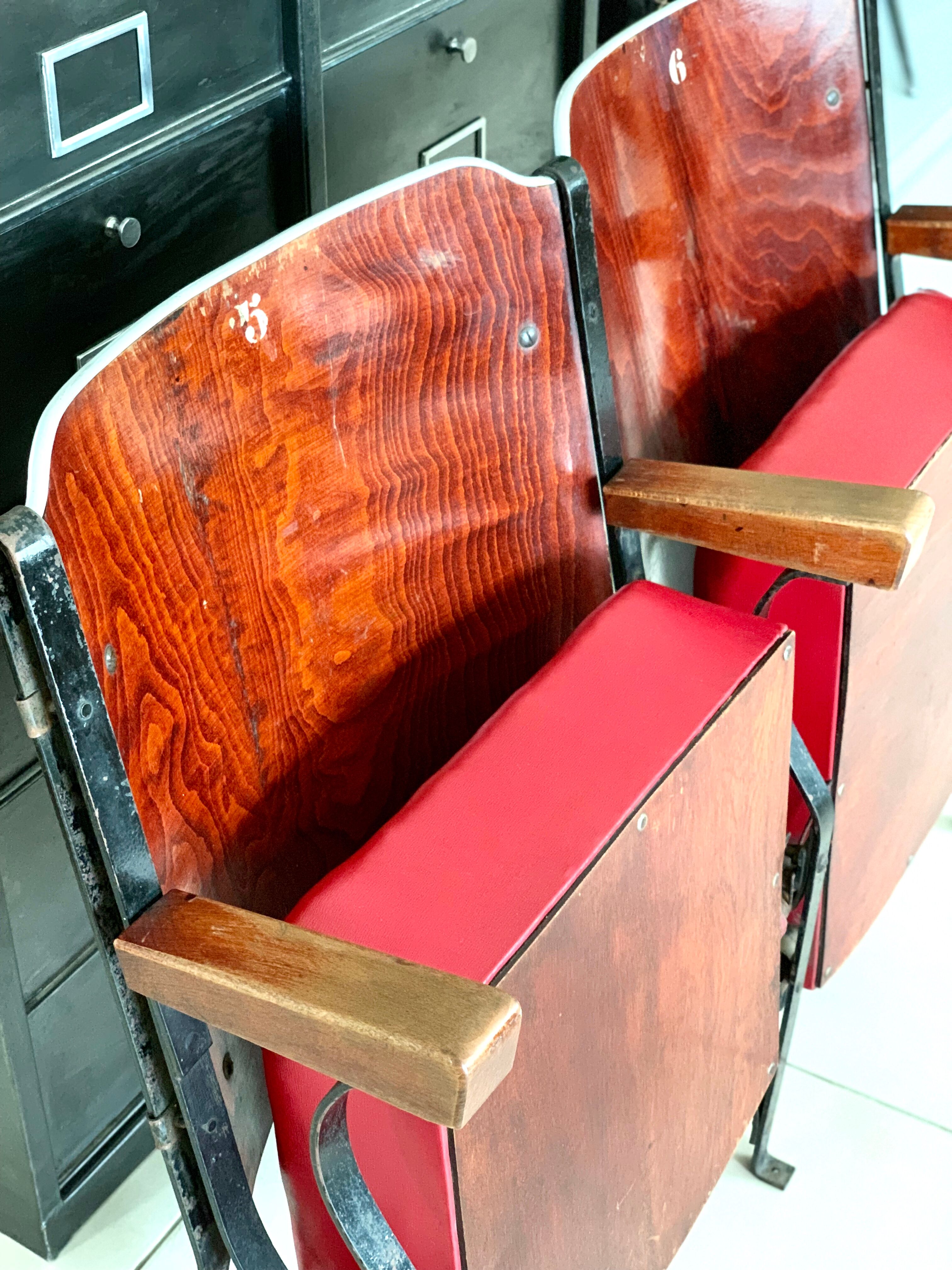 Pair of vintage cinema armchairs