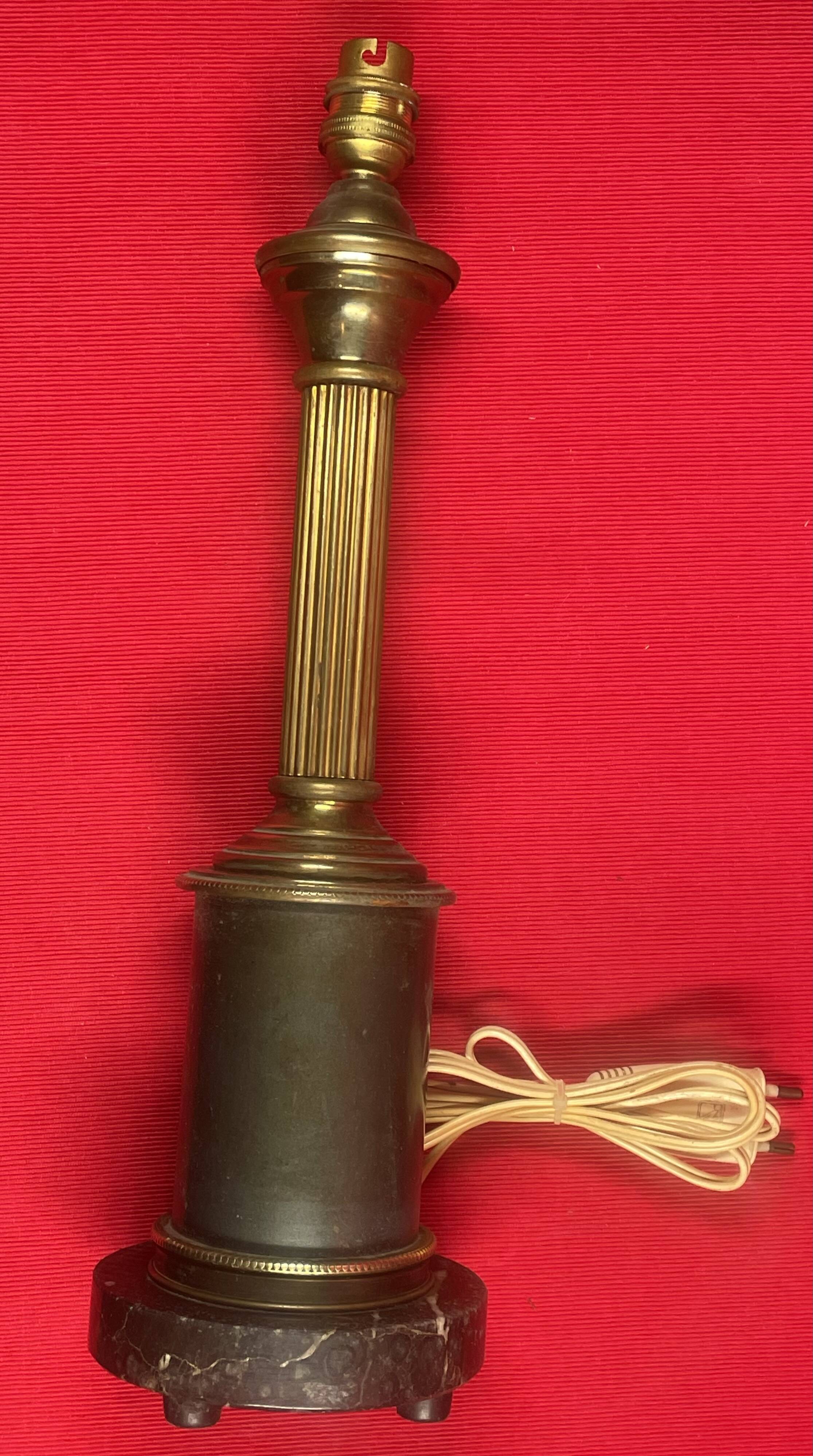 Large vintage brass and marble lamp base 41 cm socket height