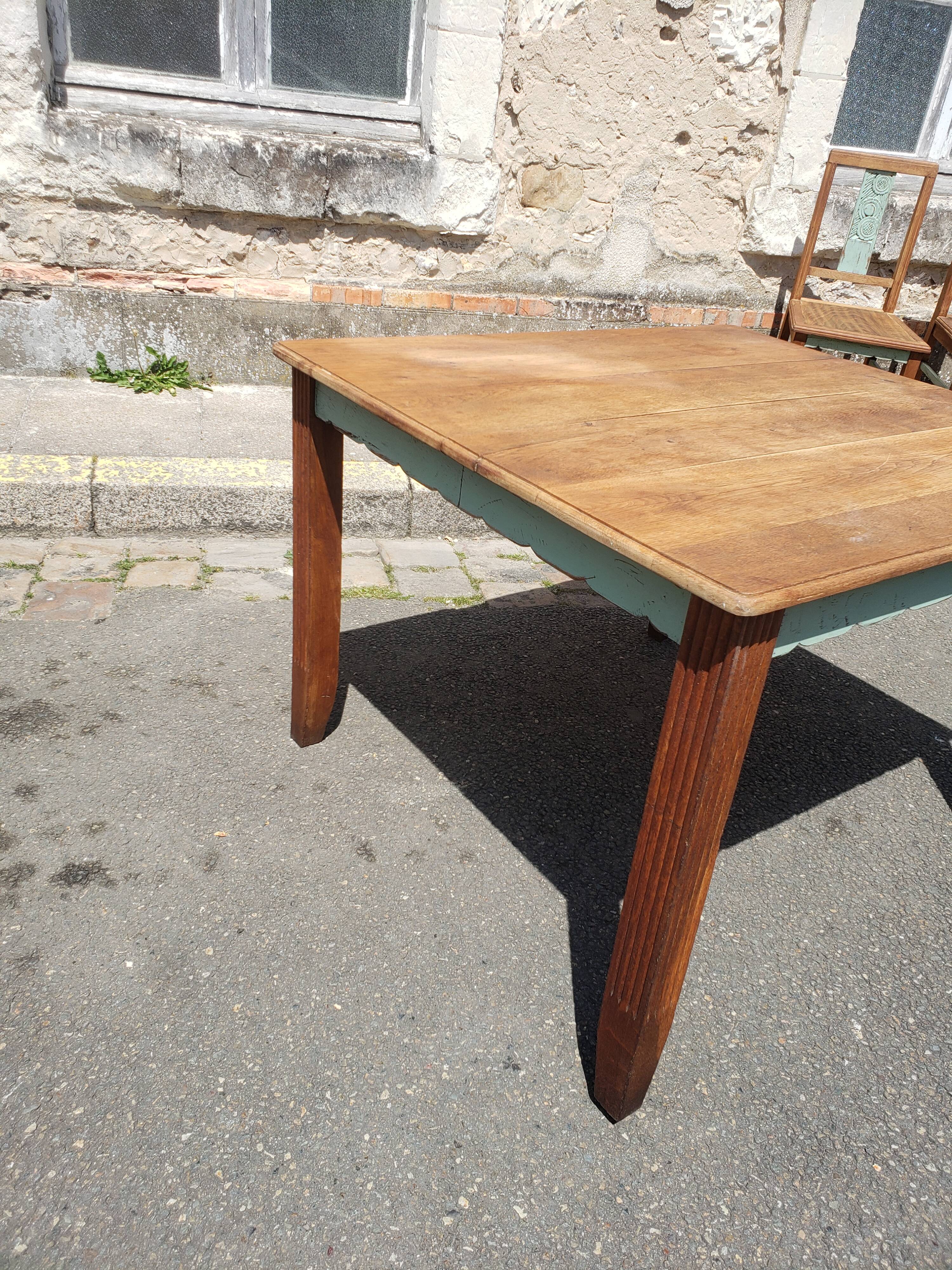 Table and chairs art deco wood and pastel