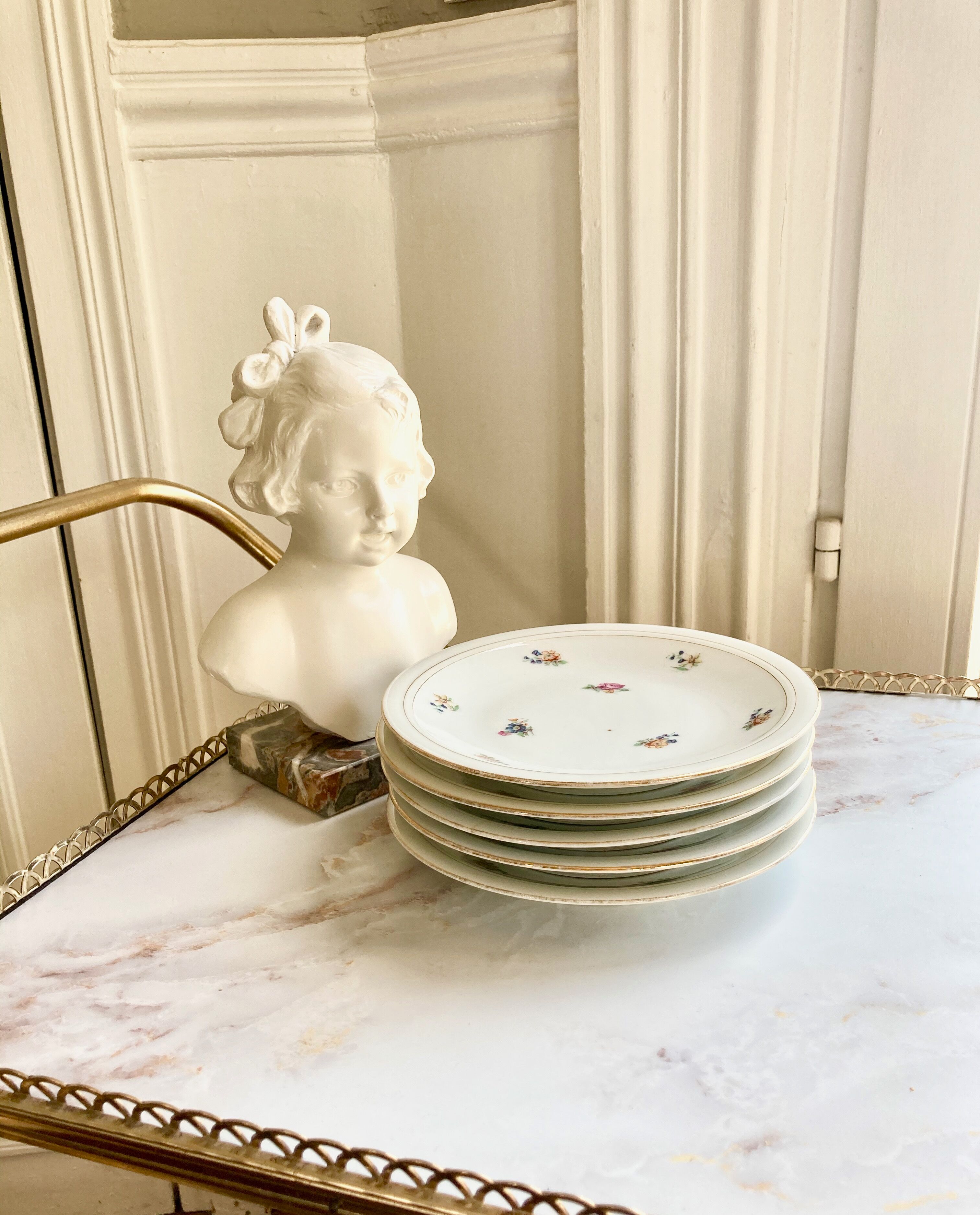 Set de 5 assiettes à dessert décor fleurs