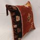 Housse de coussin kilim antique en terracotta et noir, 45x45 cm, housse de coussin tribal
