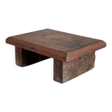 Small auxiliary stool in upcycled teak with red chrome (3274)