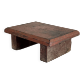 Tabouret d'appoint en teck upcyclé, chromie rouge