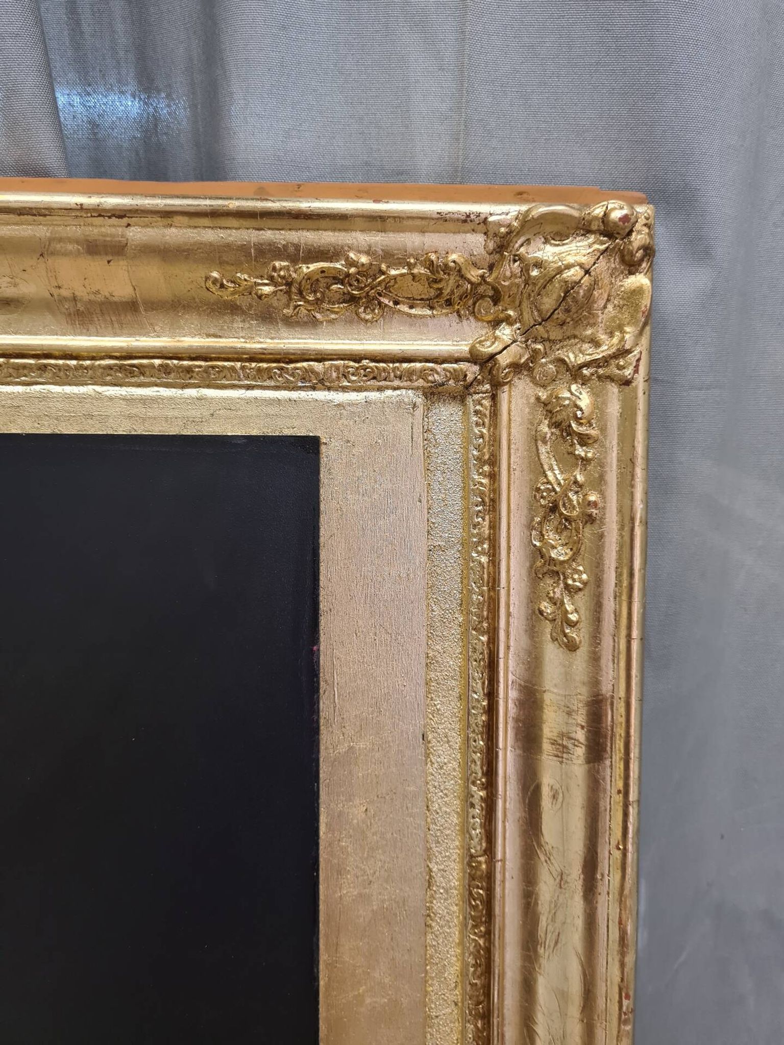 Golden trumeau mirror with restaurant slate, 19th century