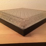 Applique Holophane carrée 31 cm verre ciselé années 50, plafonnier