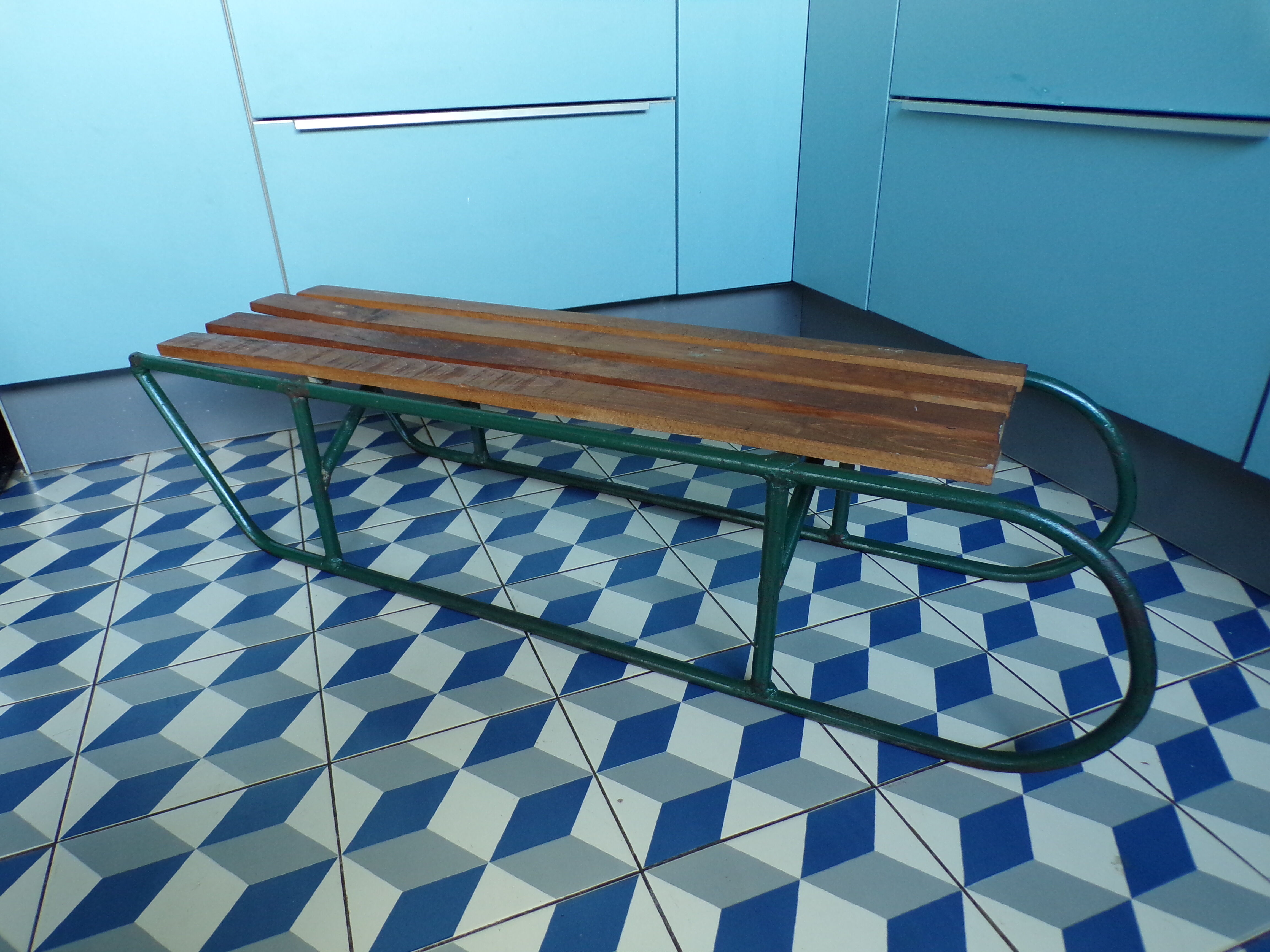 Old sledding iron and wood