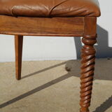 6 exotic wood and leather chairs,