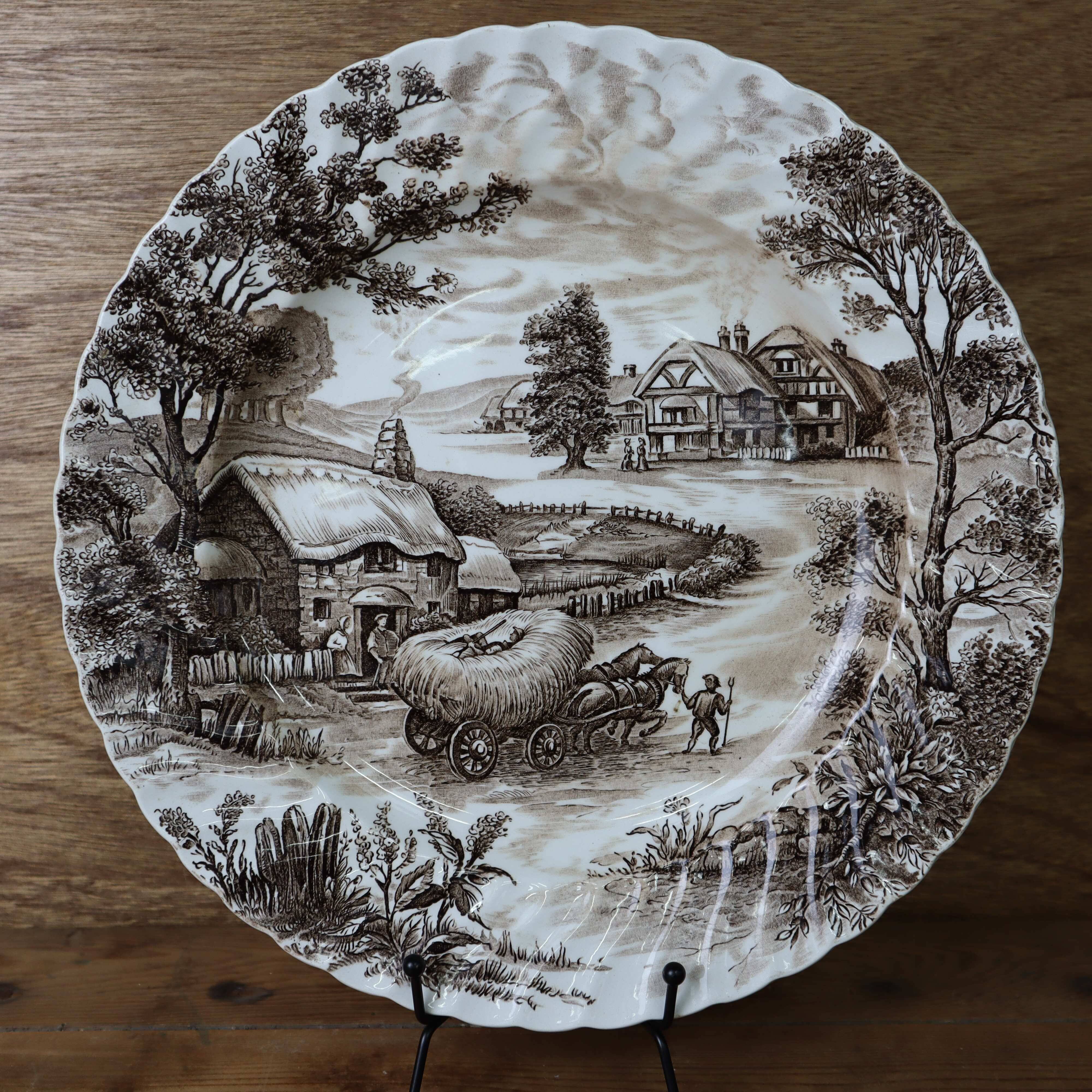 Vintage English Staffordshire 'HAYRIDE' Round Dish