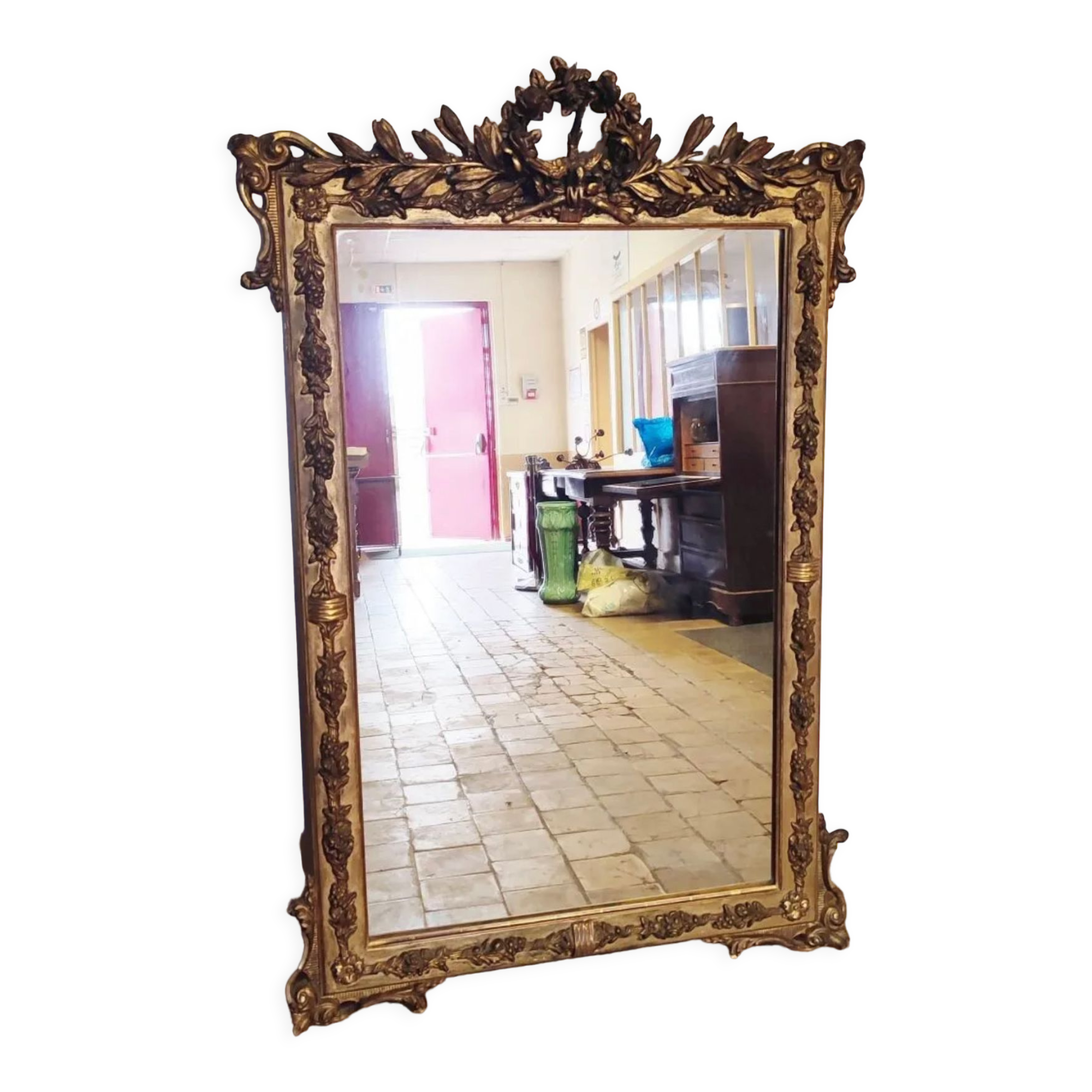 Napoleon III era mirror gilded with gold leaf