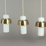 Opal & Brass hanging lamp MidCentury by Doria, 1960s