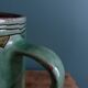 Handmade ceramic mug vase signed in enamelled terracotta