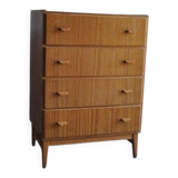 Brown Scandinavian chest of drawers in plywood, 4 drawers, Mid-Century style (1960s)