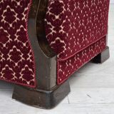 1960s, Danish armchair, cherry-red furniture velour, oak wood.