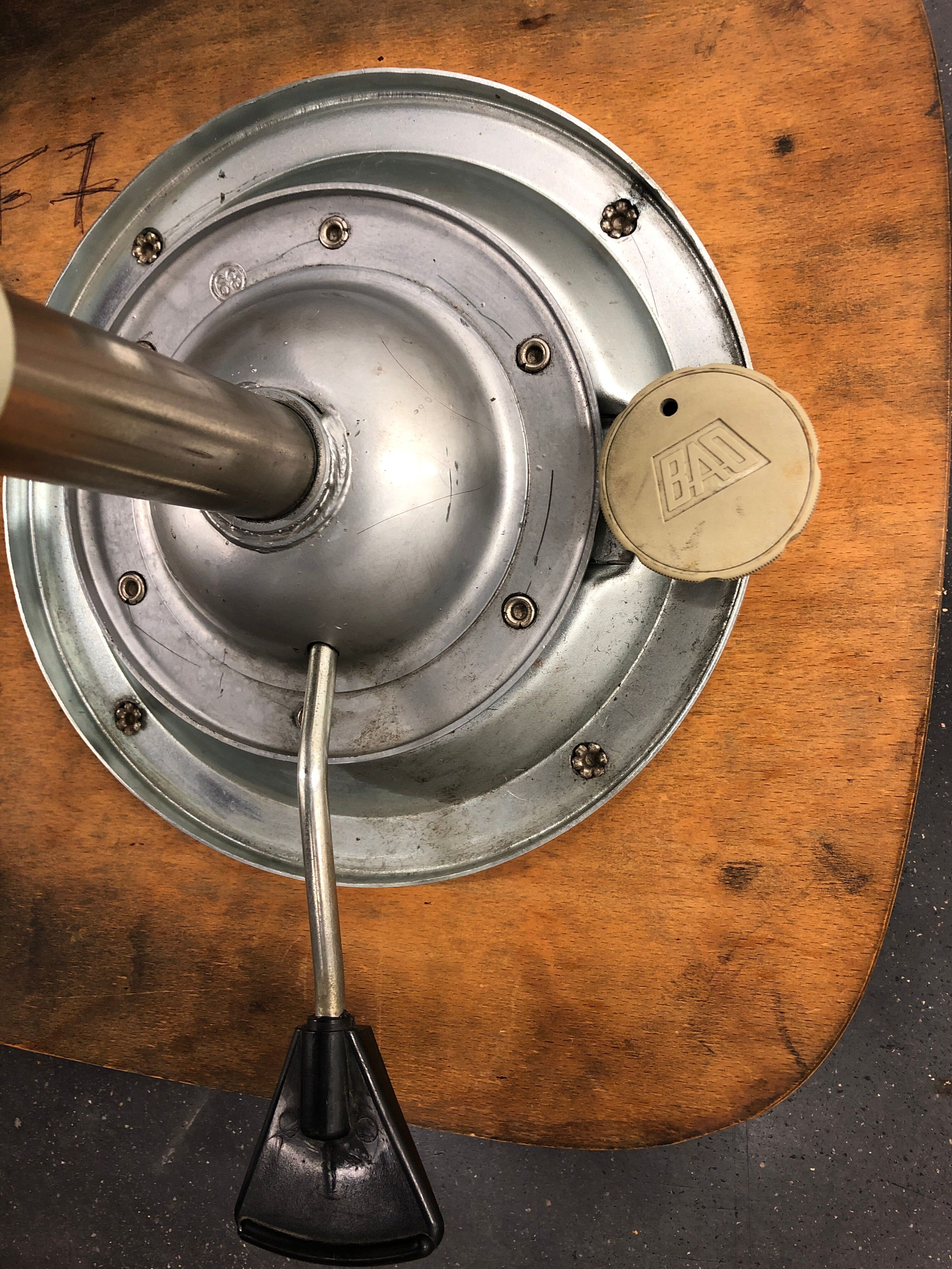 Industrial metal and bis metal and bis stick signed around 1950