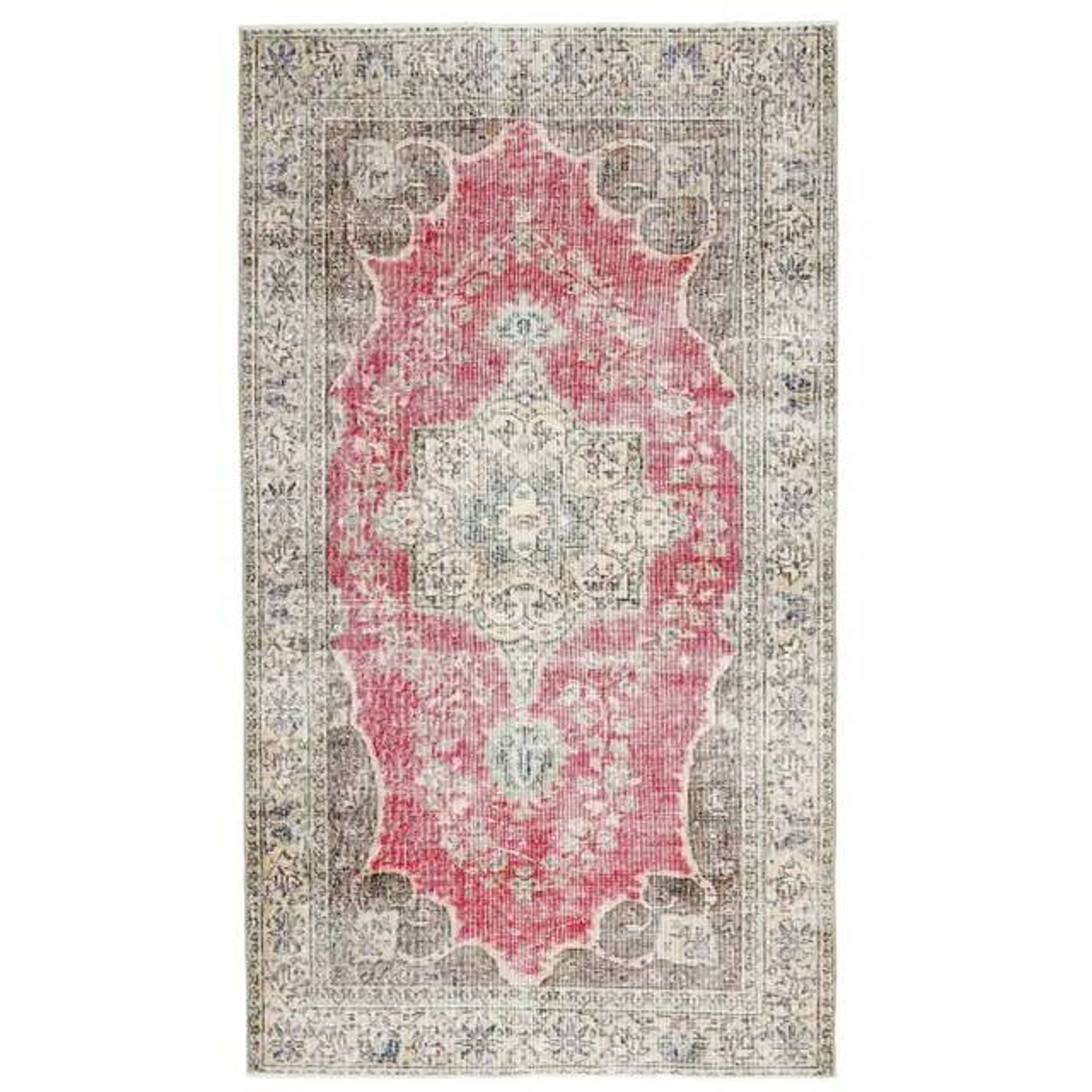 Vintage Turkish Oushak Handmade Wool Cotton Red Area Rug  111x199