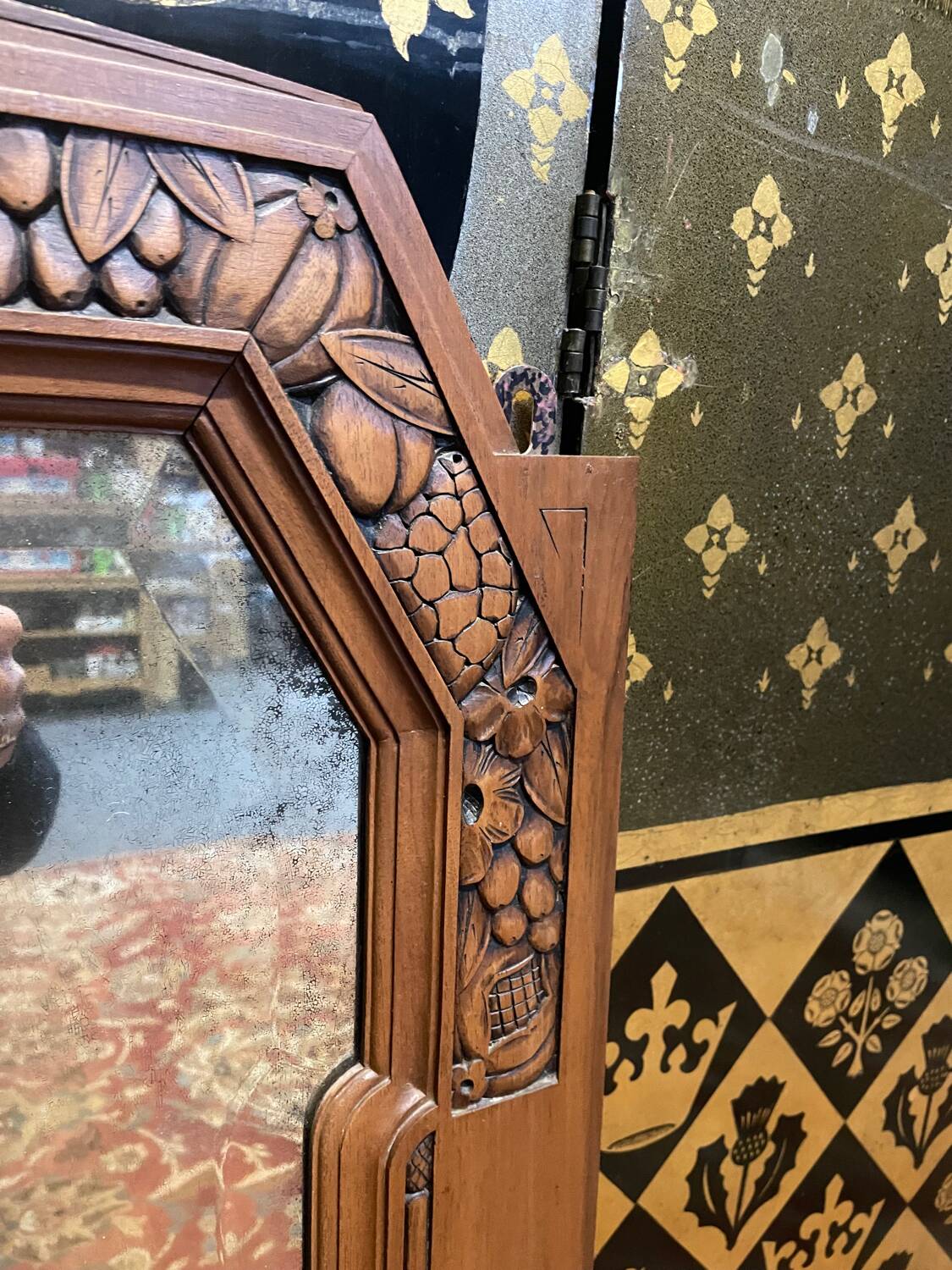 Art Deco period mirror in walnut
