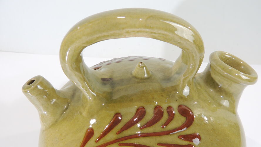 Gargoulette cruche en terre cuite vernissée vintage pichet