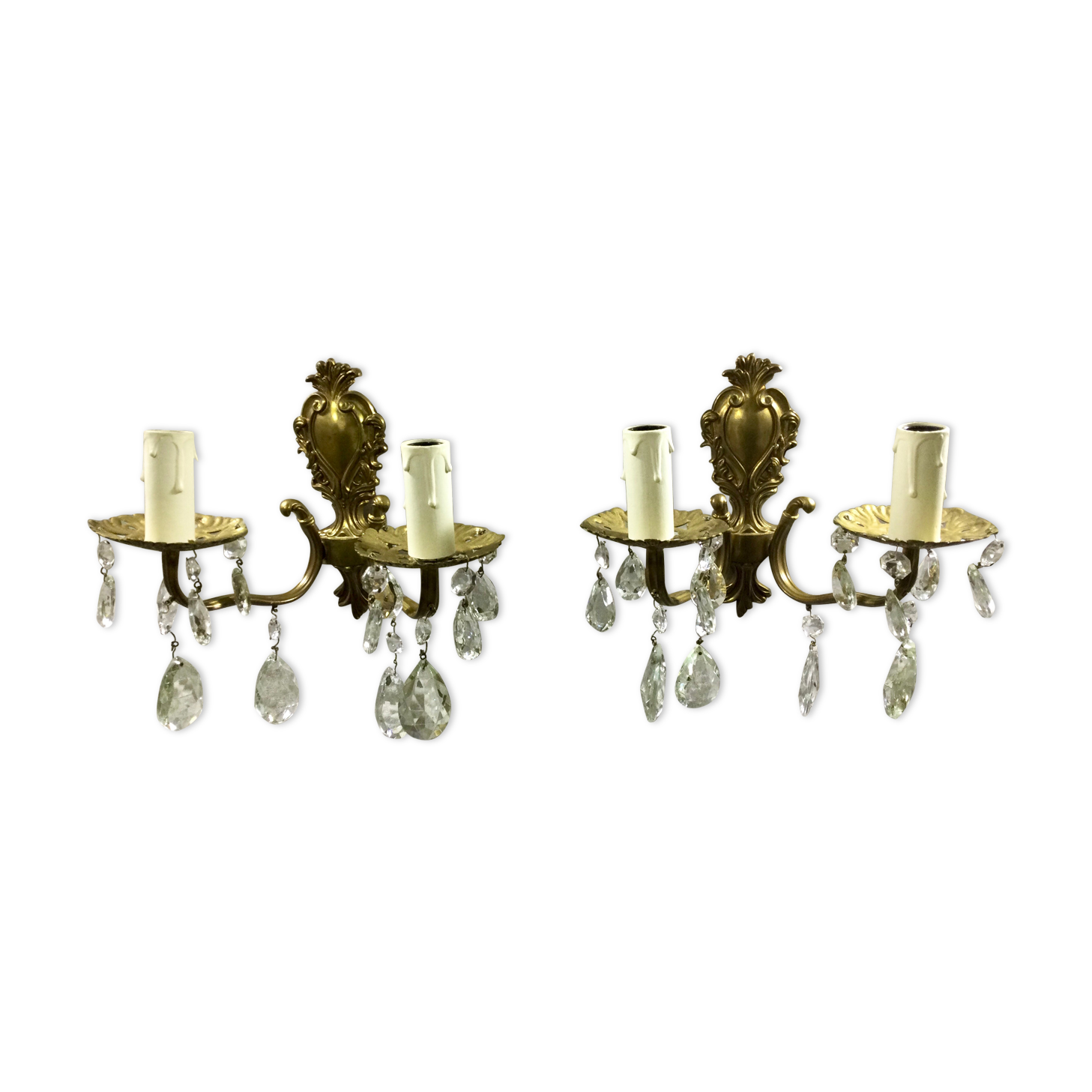 Pair of appliques 2 bronze lights and Louis XV style stamps