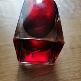 Vintage tulip vase dark red glass