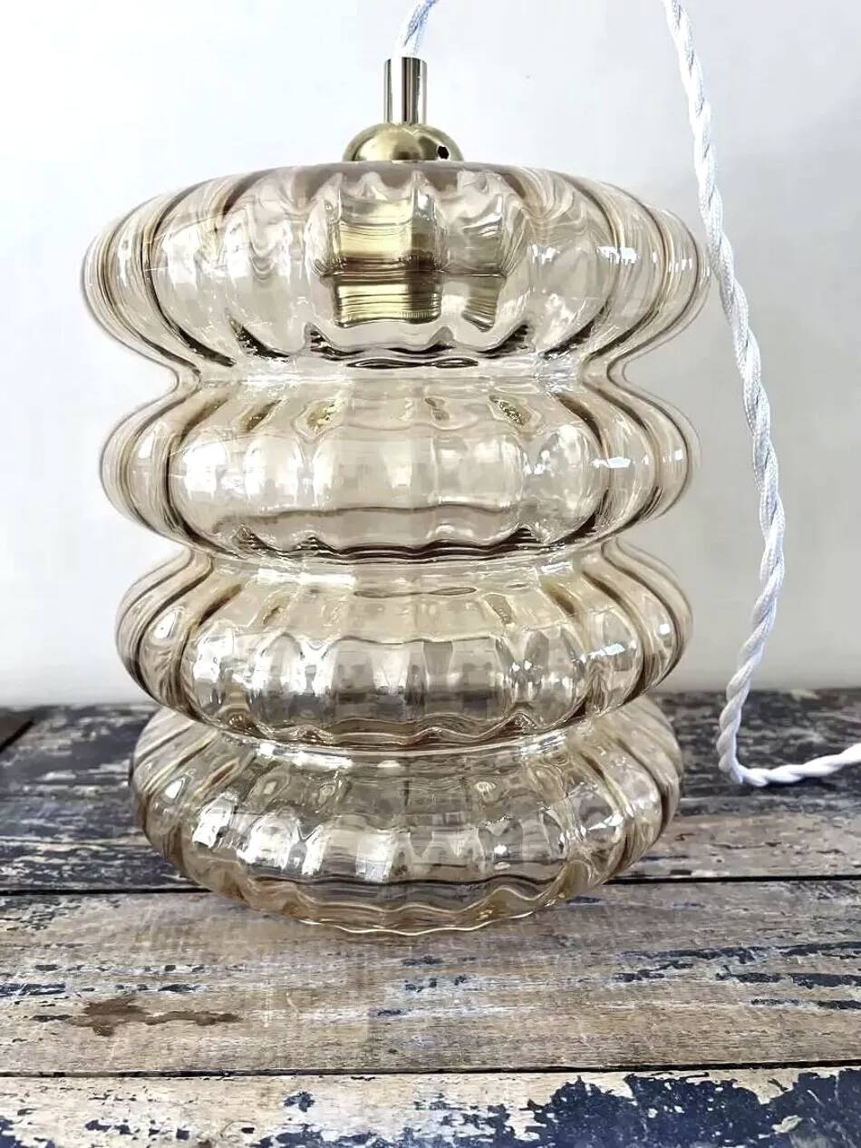 Vintage glass diabolo-style pendant light