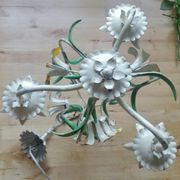 Lustre vintage tôle peinte à fleurs