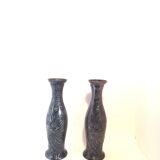 Pair of small art nouveau vases (or candlesticks) in pewter