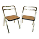 2 ribbed folding chairs CIDUE in gold chrome