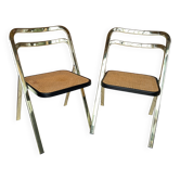 2 ribbed folding chairs CIDUE in gold chrome