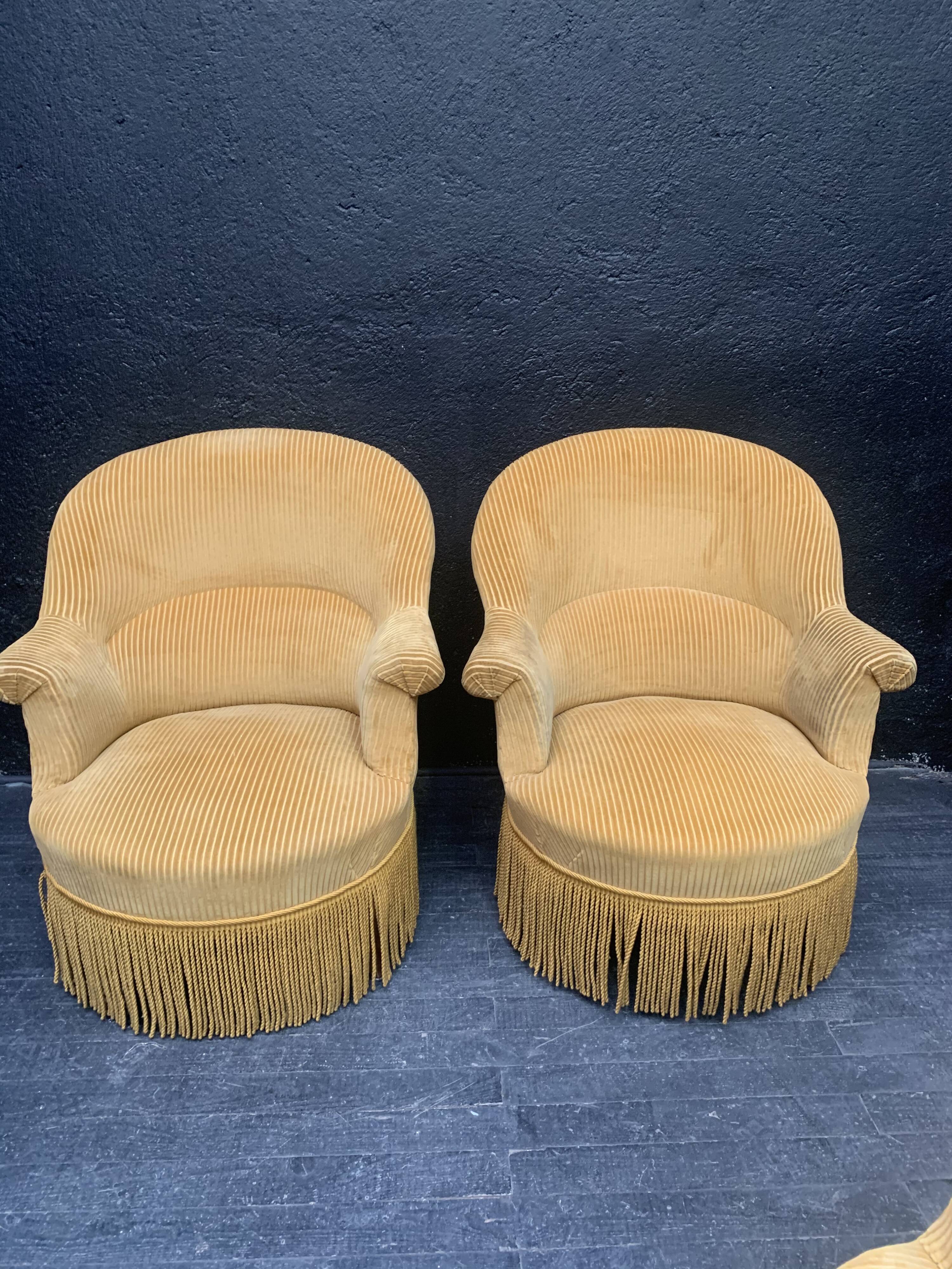 Suite de 3 fauteuils crapaud vintage