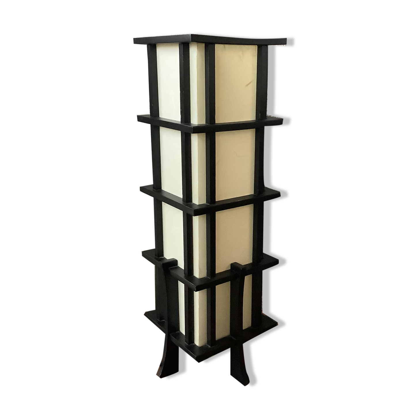 Japanese lamp Tarogo 80s wood and paper Kozo