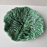 Ceramic bowl empty pocket green cabbage leaf Sarreguemines Years