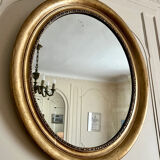 Large antique oval gilded mirror – Louis-Philippe period (circa 1840-1860)
