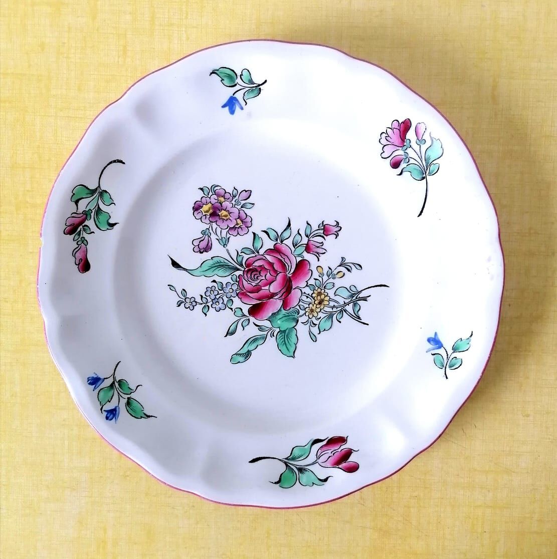 Rose plates Lunéville Keller & Guérin