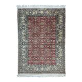 Hand-knotted wool and silk rug Kashmir India 1950