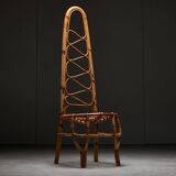 High Back Bamboo Chair, 1960s