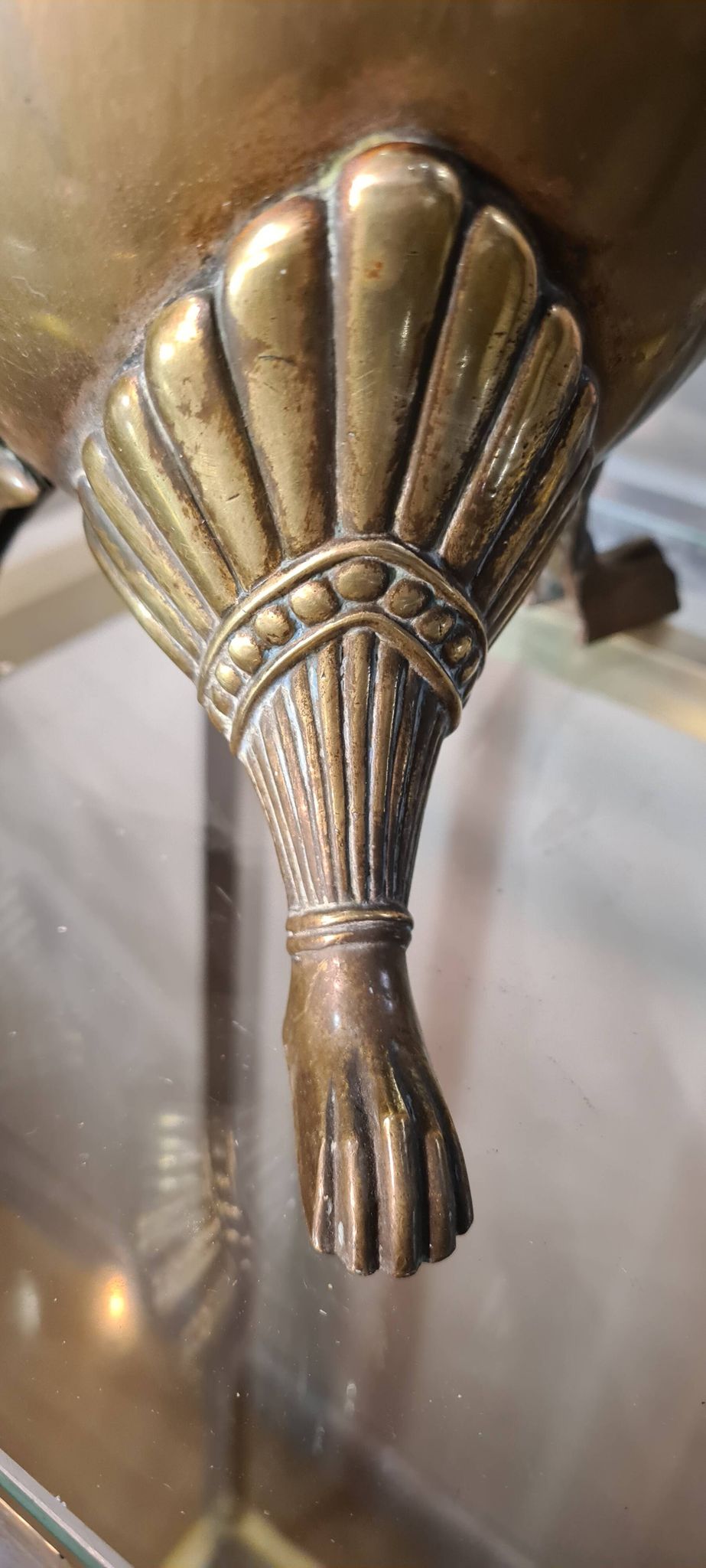 large brass vase empire style art nouveau 1880 to 1910, 60x20 beautiful condition for its age