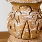 Carved wood lamp