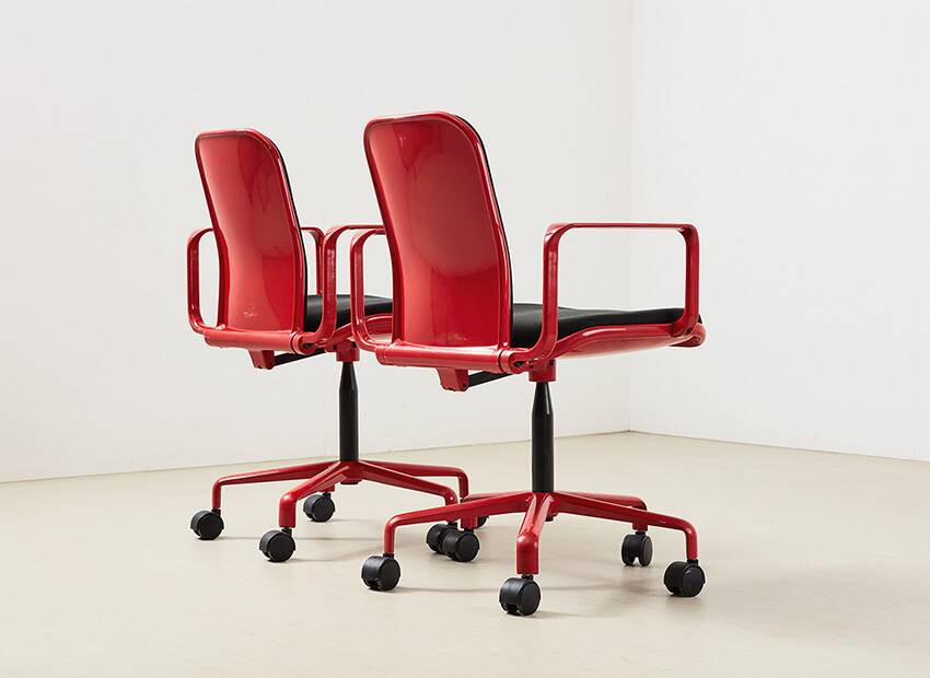 Pair of Supporto Desk Chairs by Frederick Scott for ICF Italy 1976