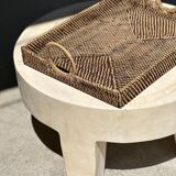 Rectangular Asian handmade basket with circular handle L:45 l:35