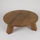 Brutalist round tripod coffee table in solid wood (Oak) Circa 1960
