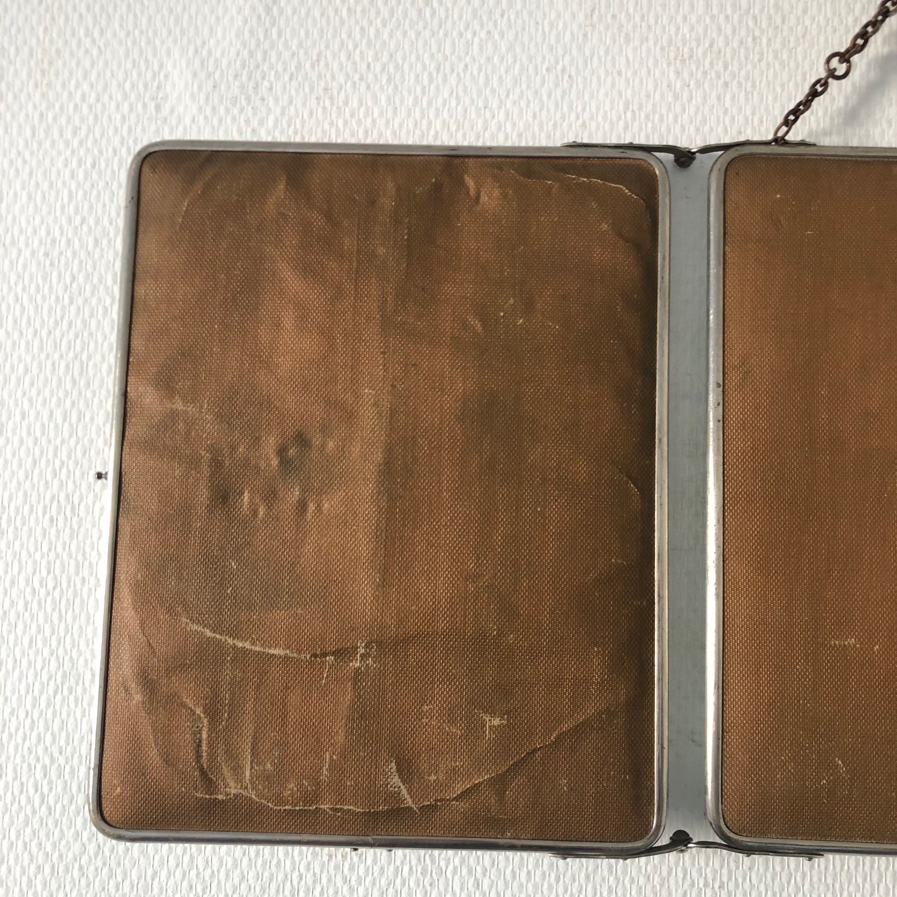 Mirror triptych Barber nickeled vintage 1930 31x77cm