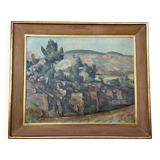 Tableau: Oil on canvas: Reproduction of a Landscape by P Cezanne
