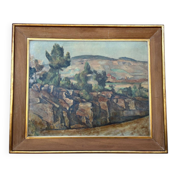 Tableau: Oil on canvas: Reproduction of a Landscape by P Cezanne