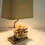 Lampe de table en corail et laiton, années 1970