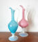 Pair of ewers in pink and blue opaline