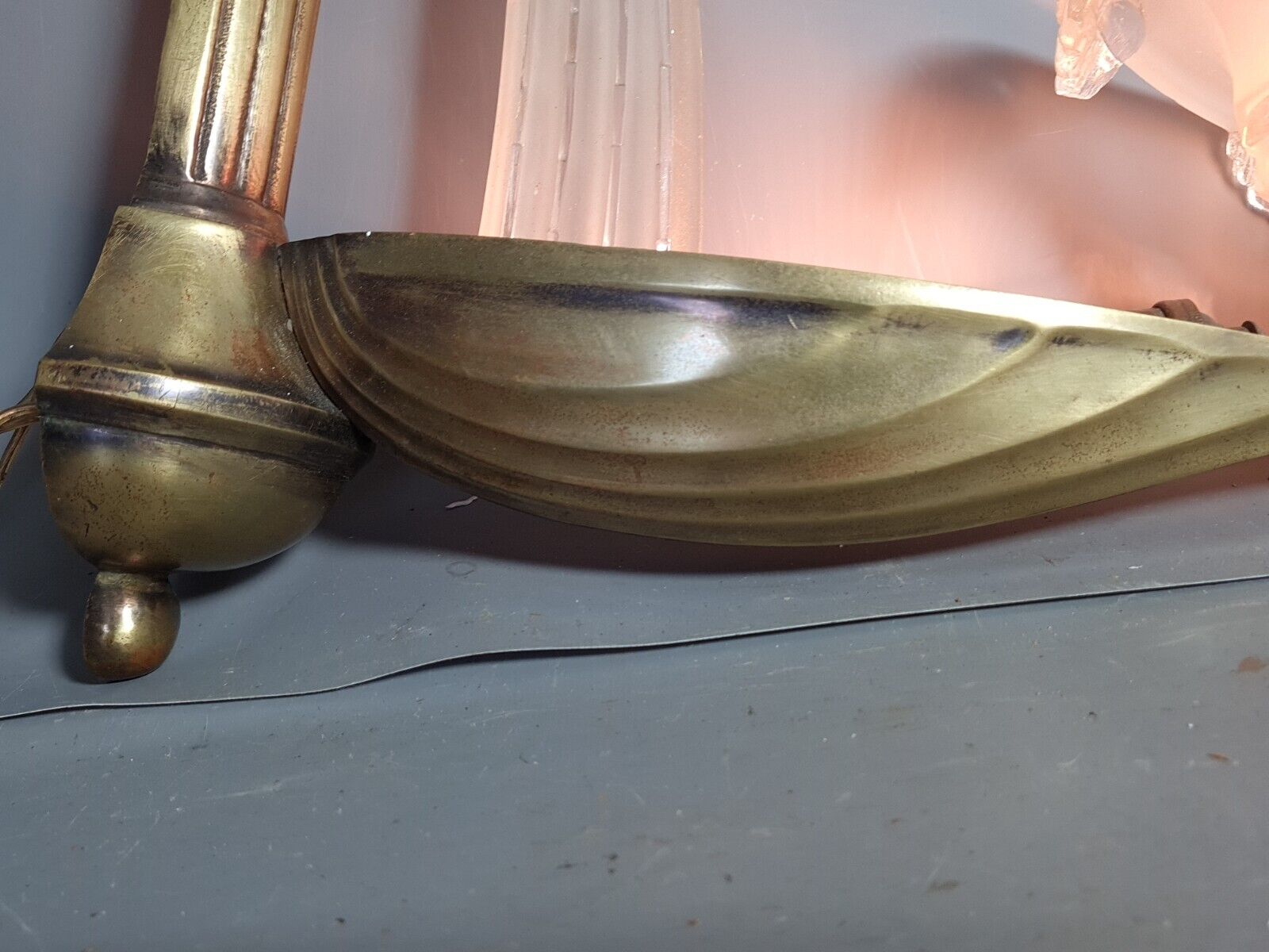 Art Deco bronze & glass wall lamp