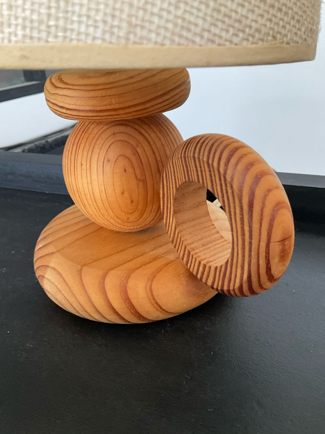 Pair of Scandinavian wooden lamps 60s-70s