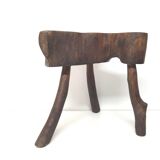 Brutalist solid wood tripod stool