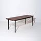 Vintage modernist Italian bench from the mid-century in slatted teak, black metal frame, Italy, 1960s.